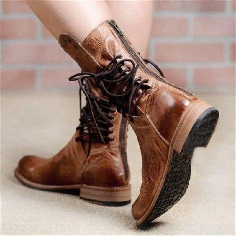 Amaya™ - Vintage Leather Lace-Up Ankle Boots