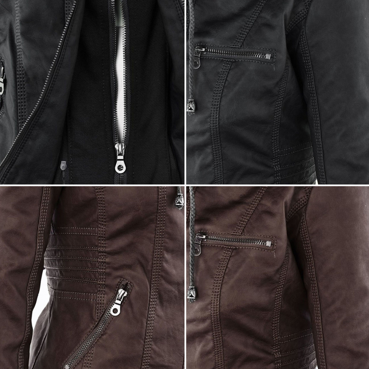 Sienna™ | Faux Leather Jacket with Hood
