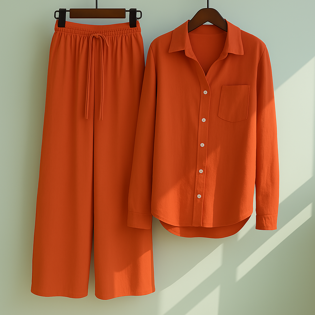 Emily™ | Elegant 2-Piece Set with Shirt & Wide Pants