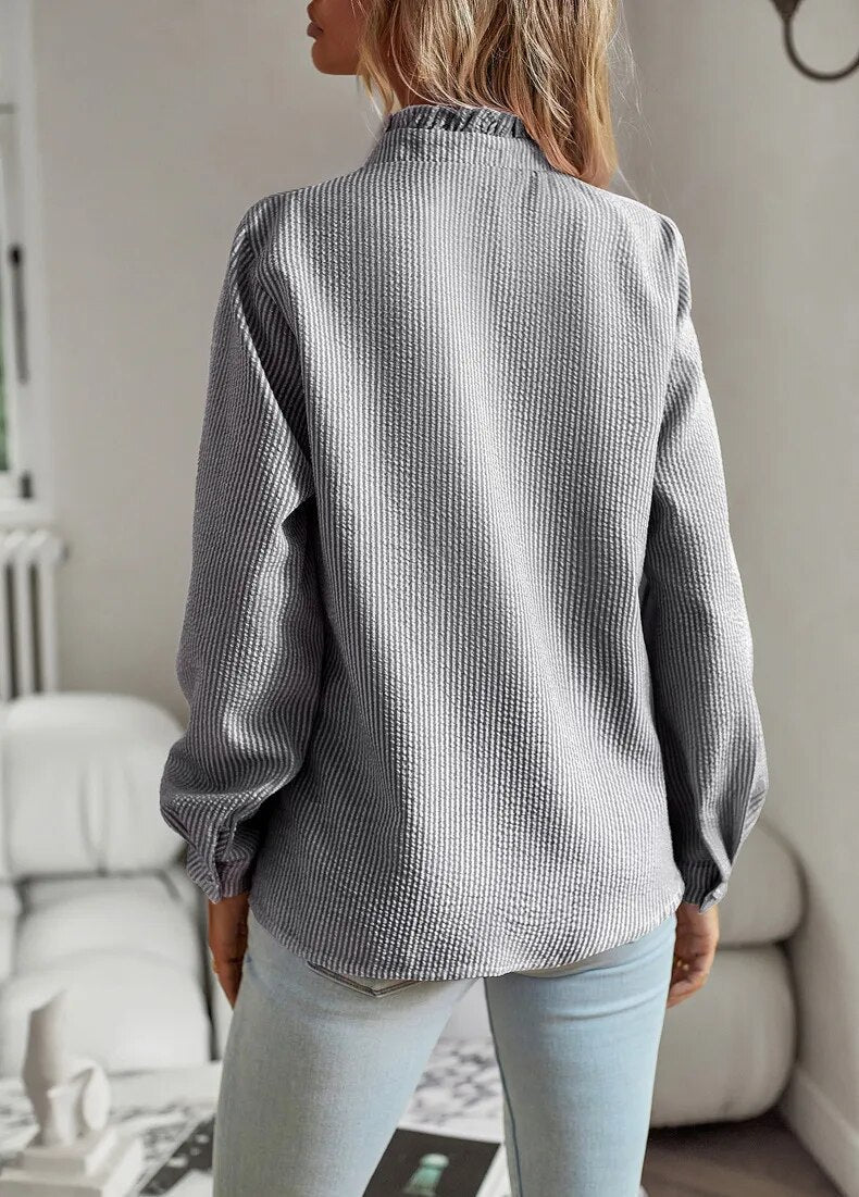 Quorion™ | Elegant Long Sleeve Shirt with Ruffles
