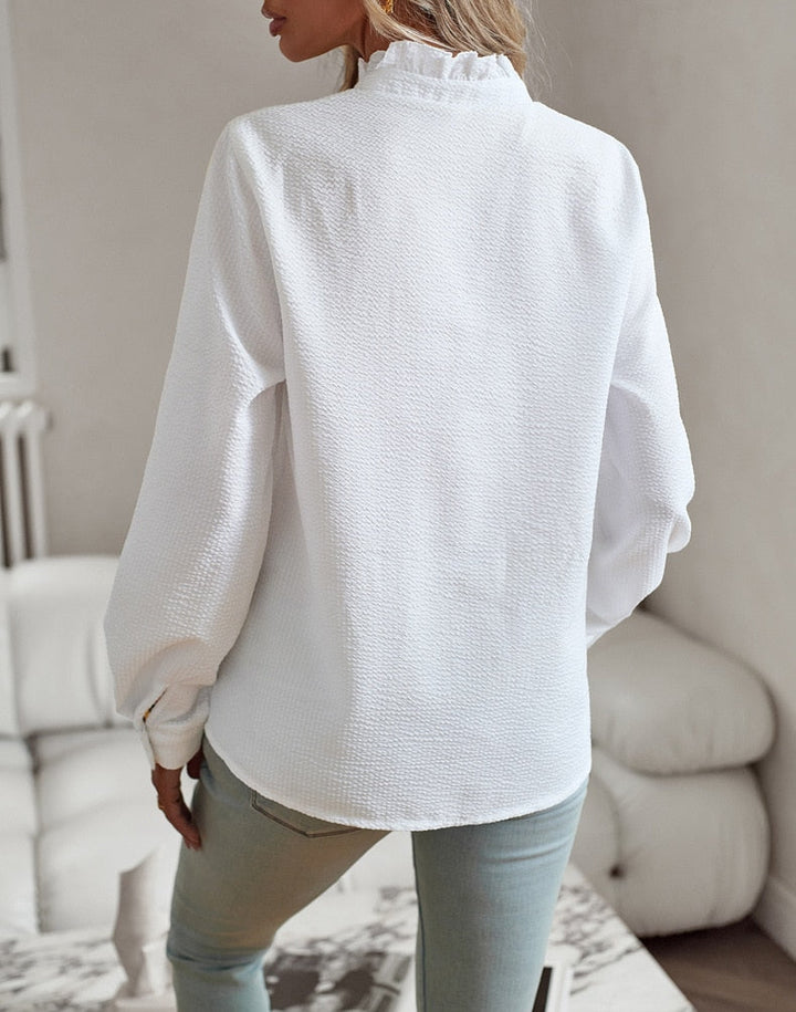 Quorion™ | Elegant Long Sleeve Shirt with Ruffles