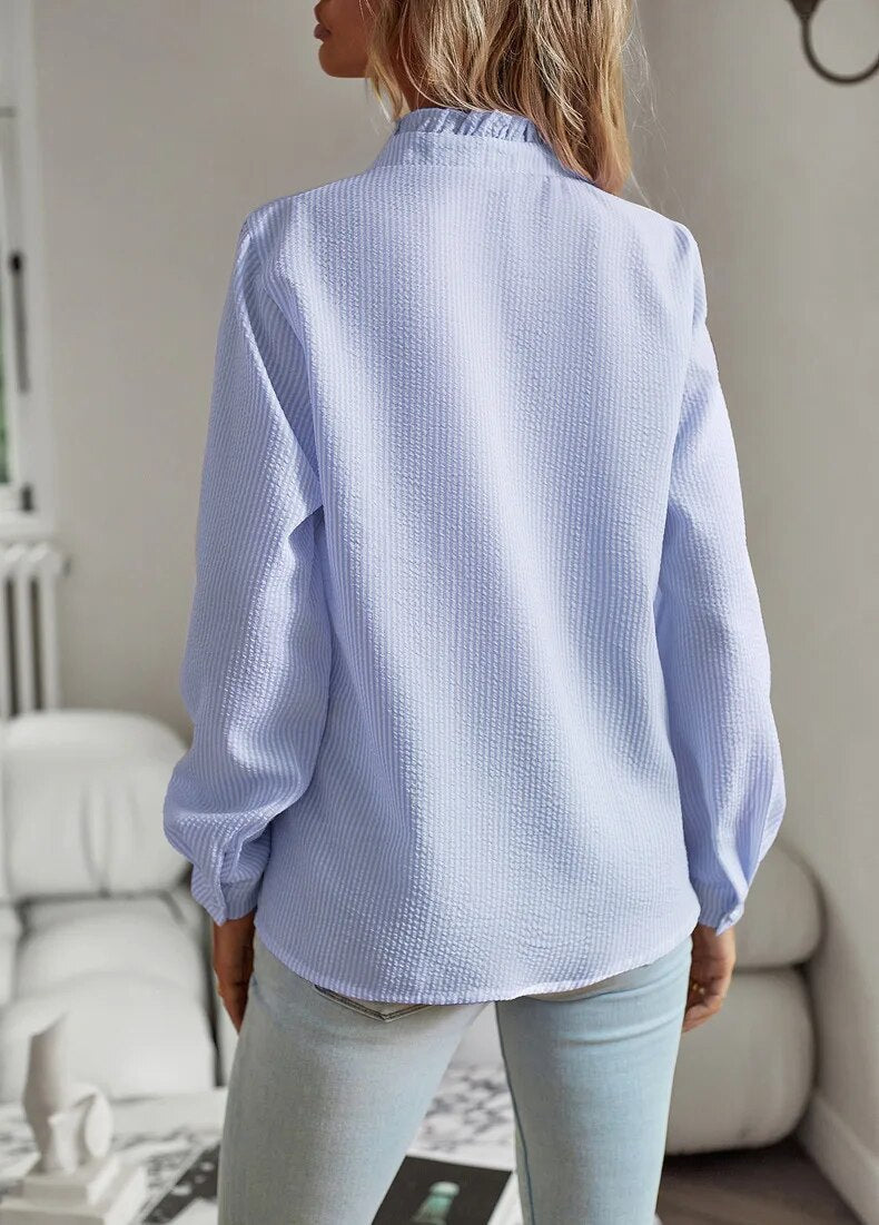 Quorion™ | Elegant Long Sleeve Shirt with Ruffles